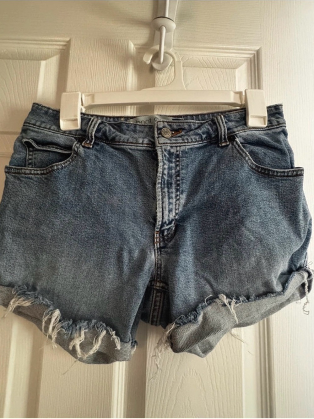 GAP Rolled Hem Distressed Denim Shorts - Blue